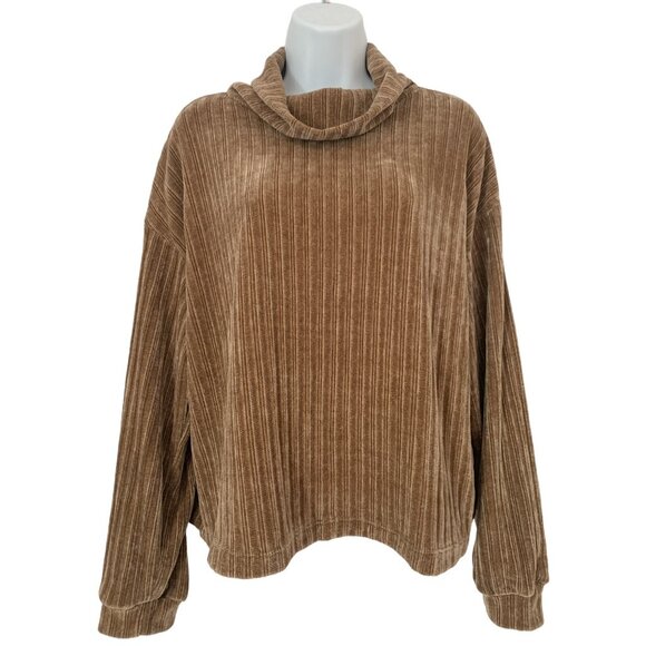 Philosophy Republic Clothing Womens Brown Ribbed Cowl Neck Long Sleeve Sweater - Picture 2 of 8